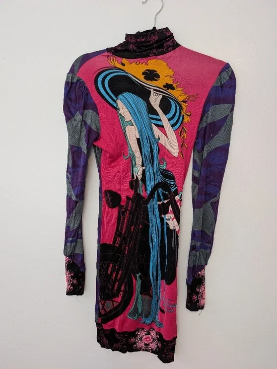 Stunning one-of-a-kind Custo Barcelona art turtleneck dress - Picture 1 of 3
